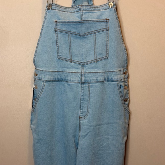 NWD Acydar Denim Overalls Womens Size Medium Light Wash Stretch Blue Jeans Bibs - Picture 4 of 13